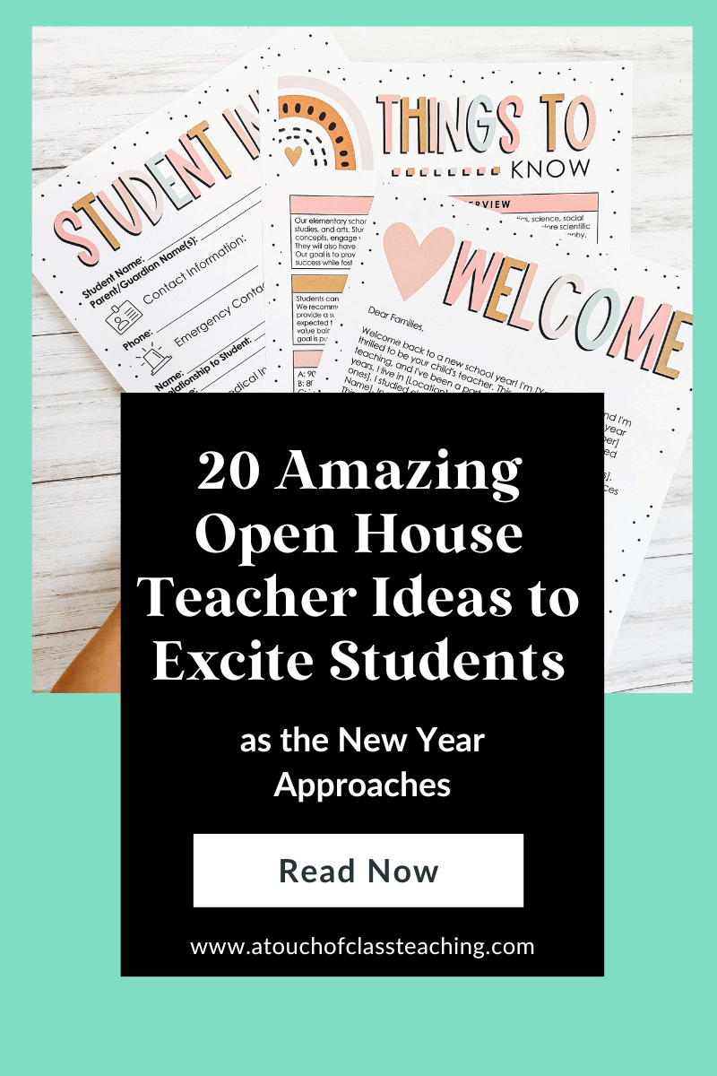 Amazing open house teacher ideas for elementary school and older.