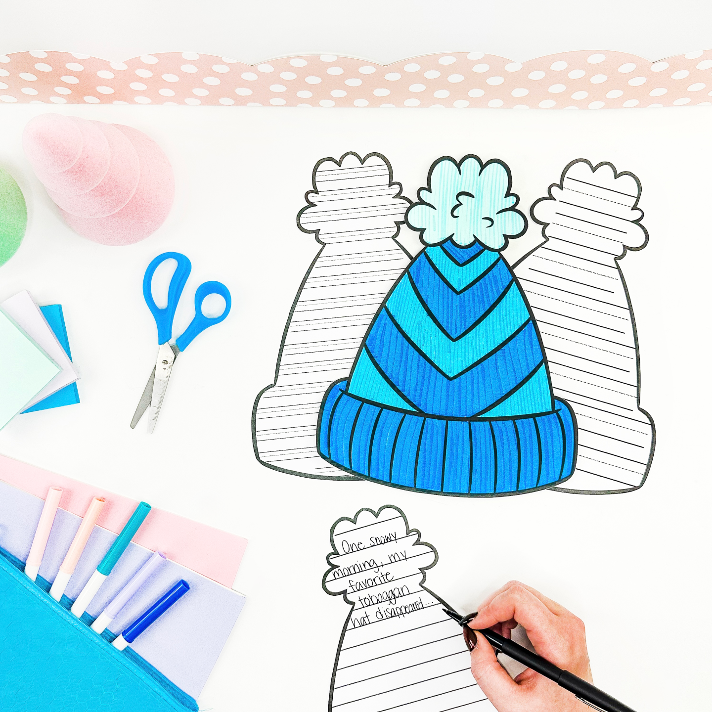 winter craft activities for kids - hat writing