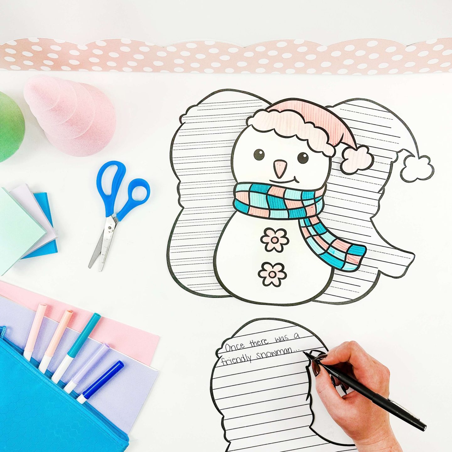 winter craft activities for kids - snowman writing