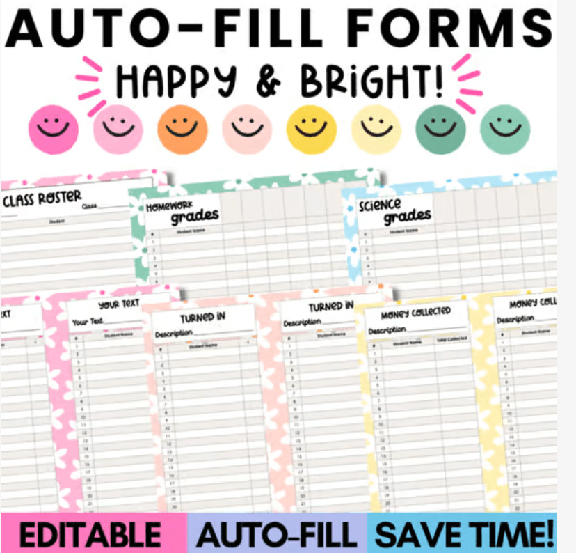 teacher productivity tips - happy brights auto-fill forms