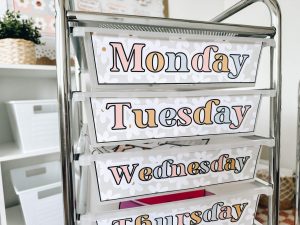 boho classroom decor - drawer cart labels