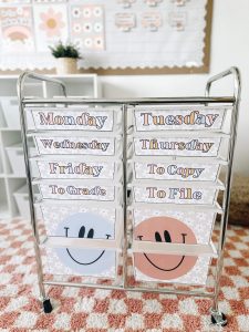 boho classroom decor - drawer cart labels