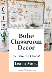 boho classroom decor - pin image