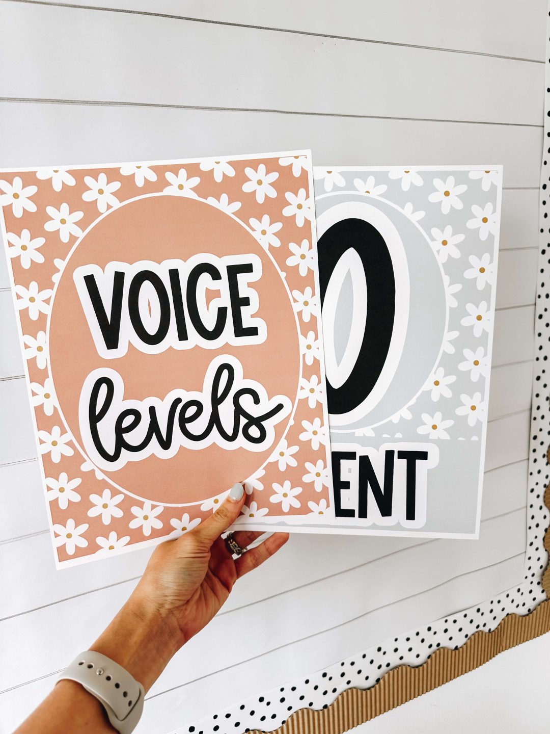 boho classroom decor - voice level posters