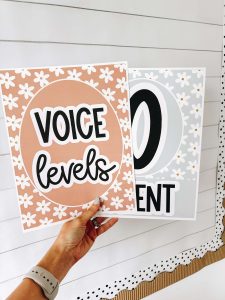 boho classroom decor - voice level posters