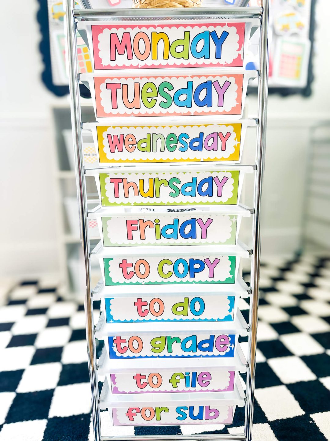 classroom setup inspiration drawer cart labels